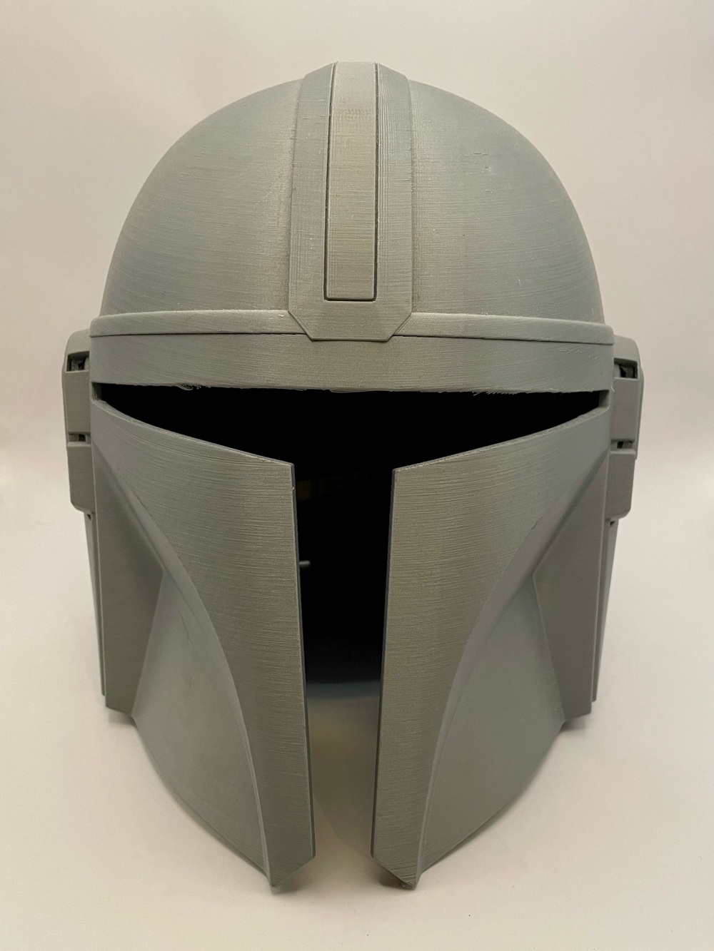Full Size The Mandalorian Helmet 3D printed silver gray never used - fits adults